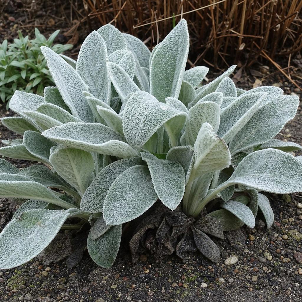 Feuilles noircies au pied d'un Stachys humide