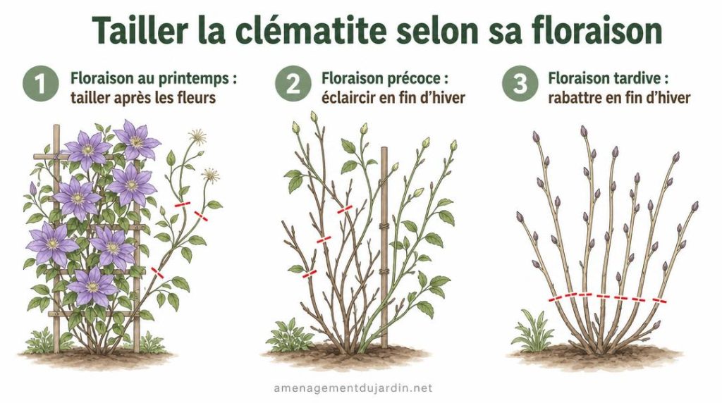 Calendrier de taille selon floraison des clématites