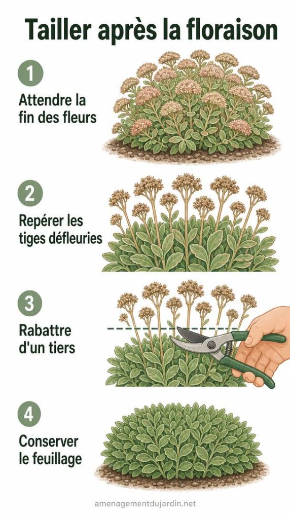 Étapes de taille après floraison d'une vivace tapissante