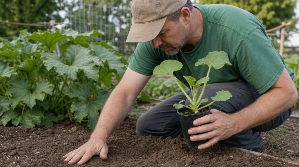 Main vérifiant une terre chaude avant plantation
