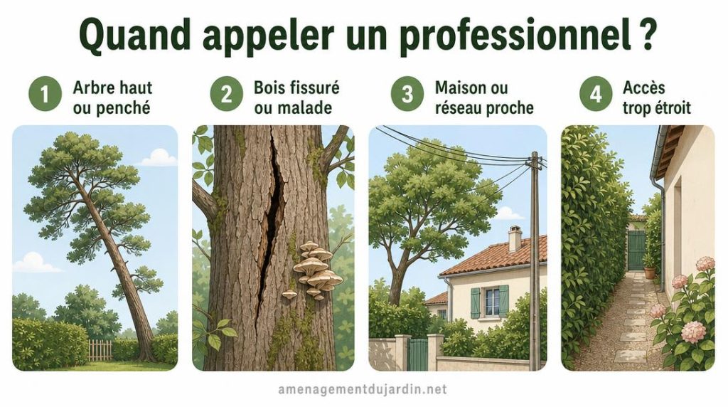 Signaux visuels pour confier un abattage à un pro