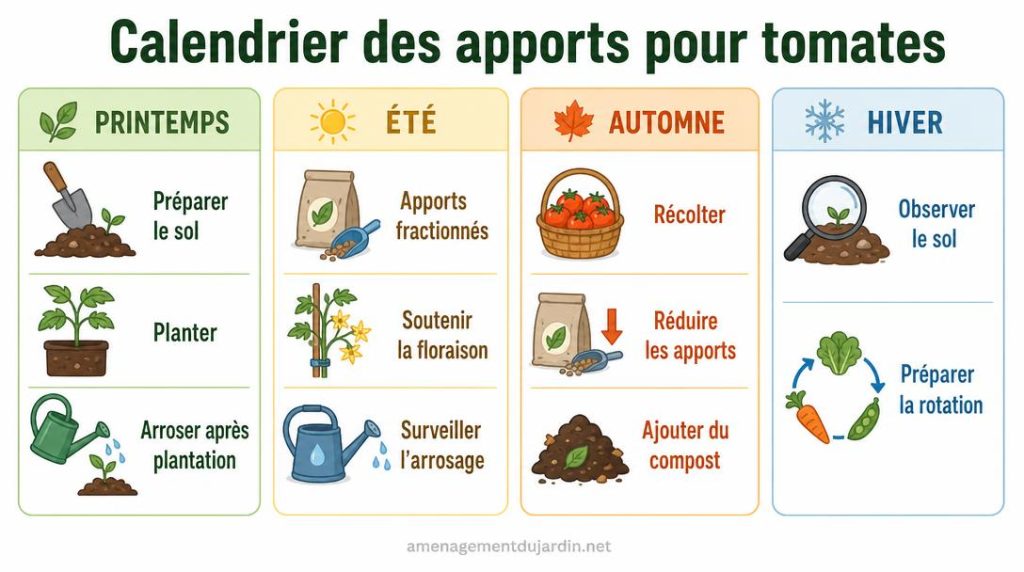 Calendrier saisonnier des apports pour plants de tomates