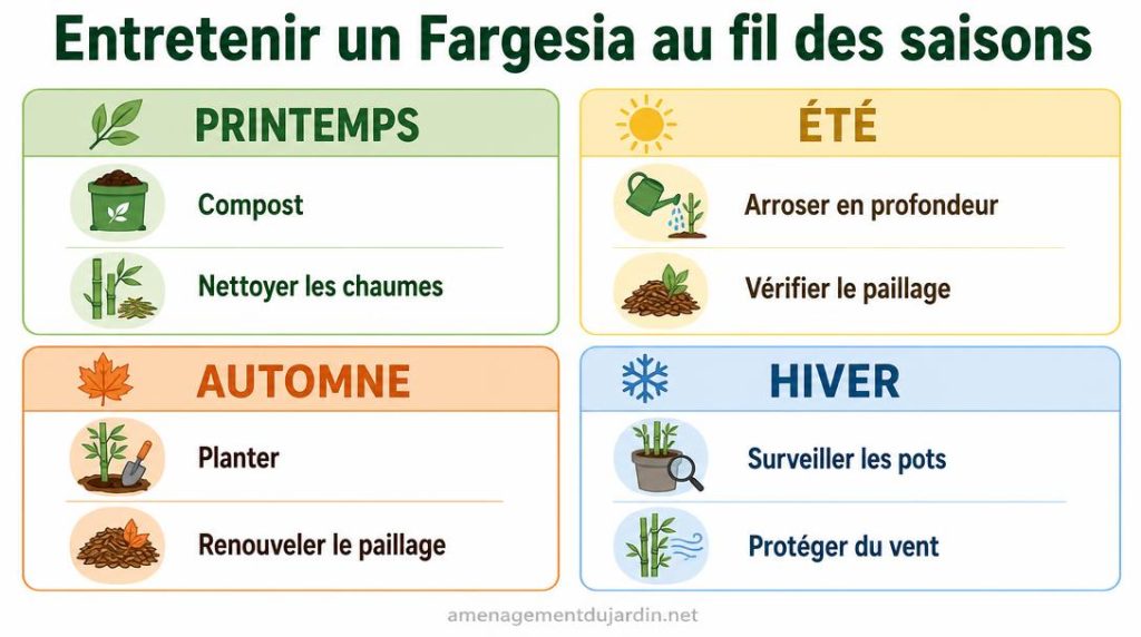 Calendrier saisonnier des soins à apporter au Fargesia