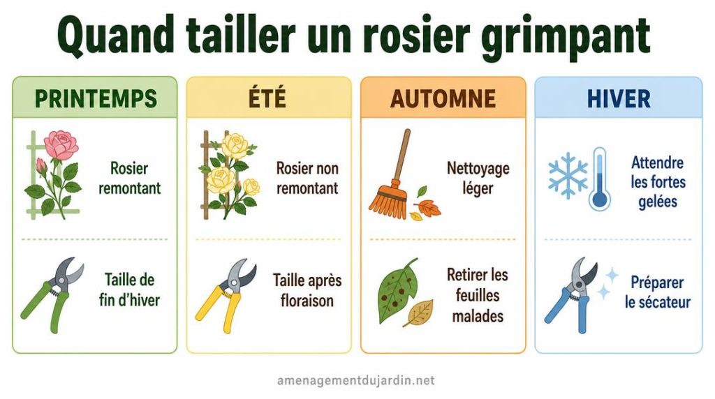Calendrier des saisons pour tailler un rosier grimpant