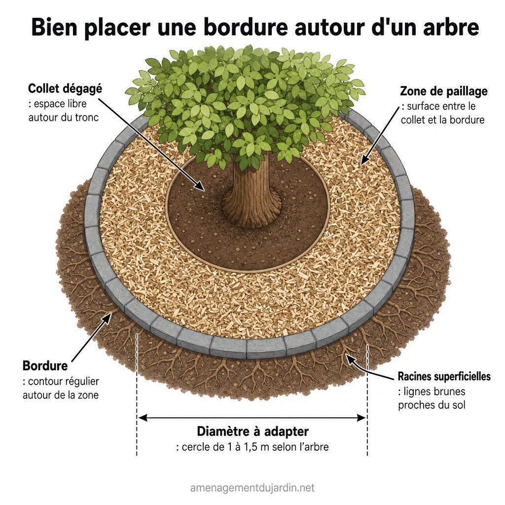 Schéma du diamètre et du collet d'un arbre