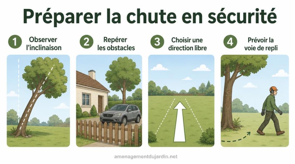 Schéma de direction de chute et voie de repli