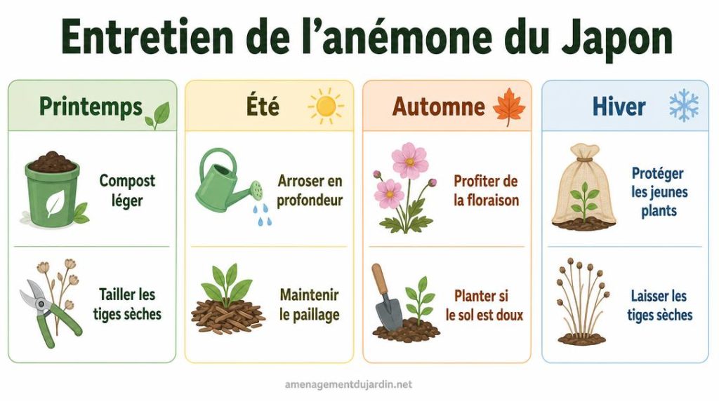 Calendrier saisonnier d’entretien des anémones du Japon