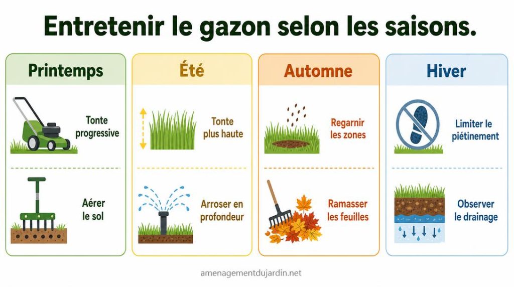 Calendrier saisonnier pour entretenir une pelouse saine
