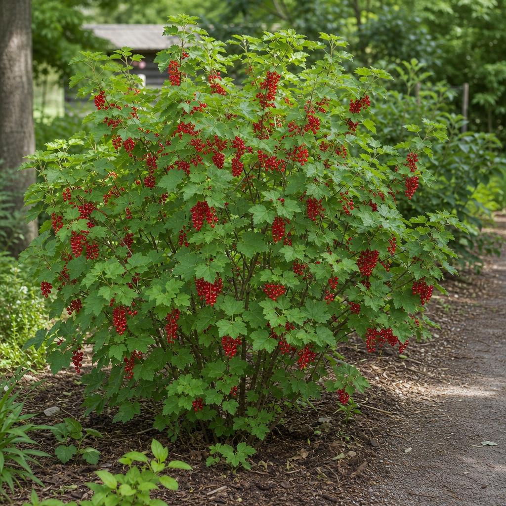 Groseillier portant des grappes de groseilles rouges