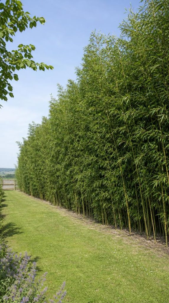 Phyllostachys bissetii haut et dense en limite de jardin