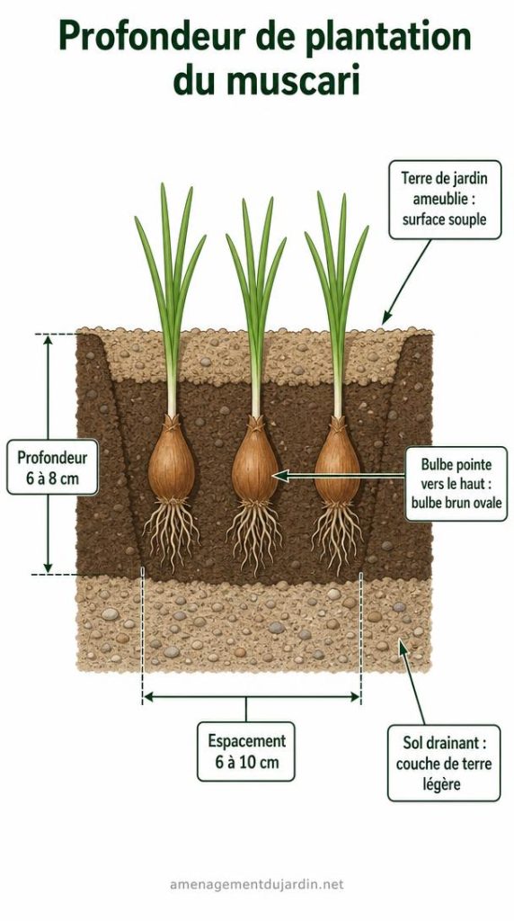 Schéma de plantation des bulbes de muscari